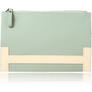 🆕Women Green Minimalist Clutch Bag Leather Envelope File Bag with Detachable